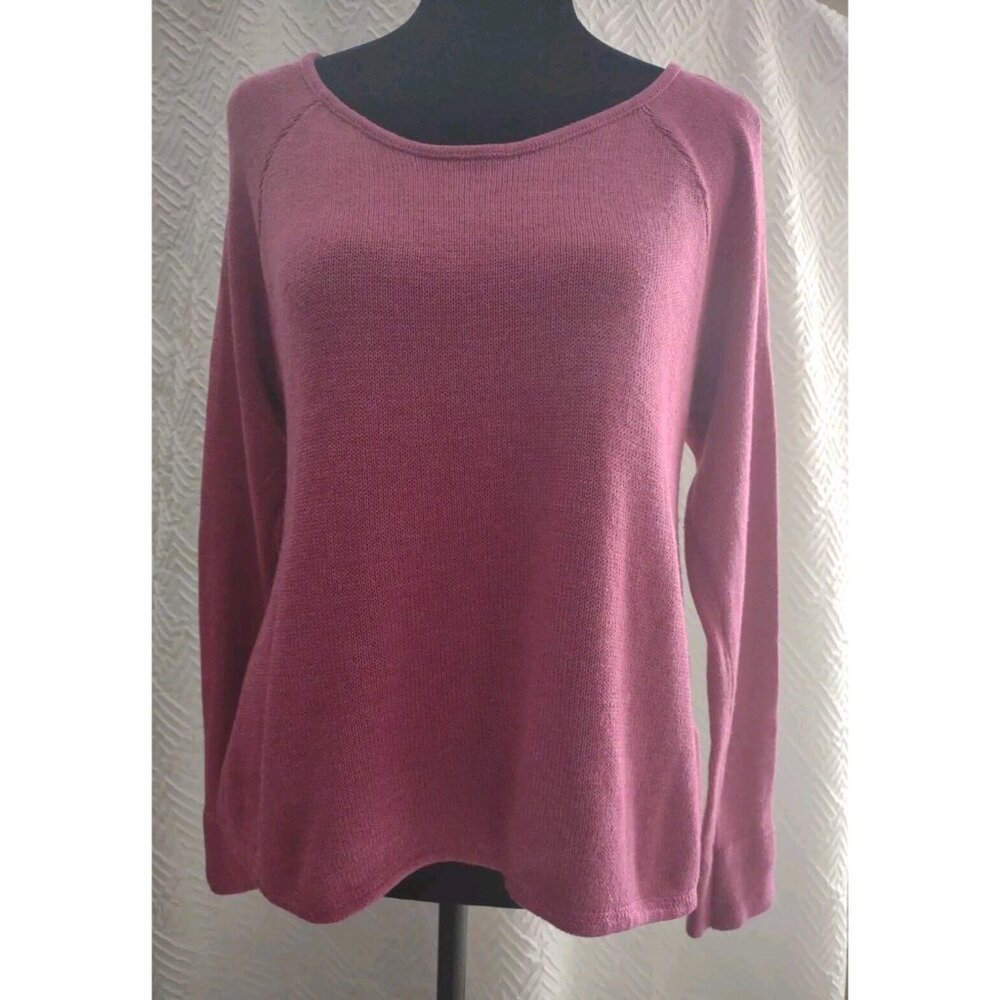Bongo Size L Sweater Long Sleeve Pink Pullover ~ Embroidery detail ~ EUC!